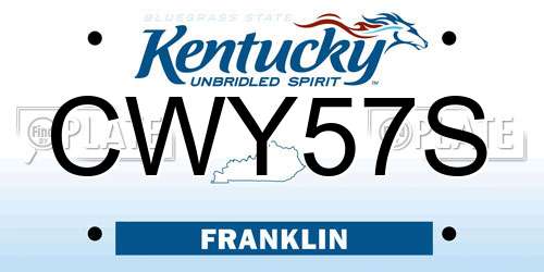 CWY57S Kentucky License Plate