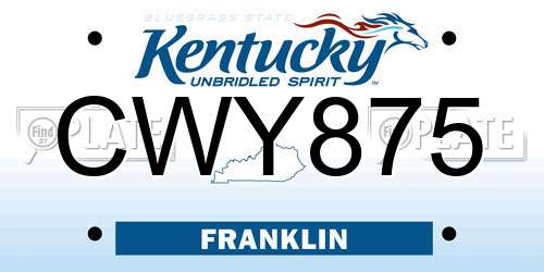 CWY875 Kentucky License Plate