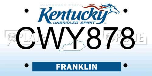 CWY878 Kentucky License Plate