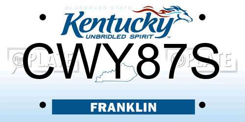 CWY87S Kentucky License Plate