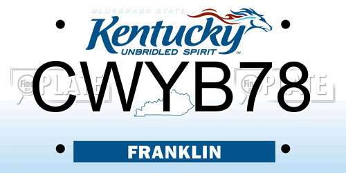 CWYB78 Kentucky License Plate