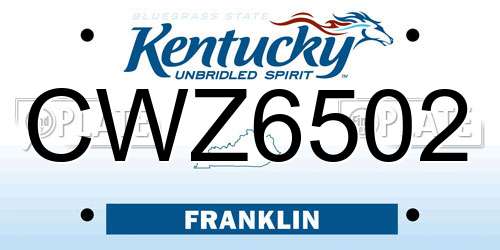 CWZ6502 Kentucky License Plate