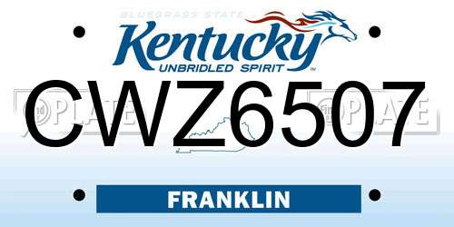 CWZ6507 Kentucky License Plate