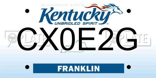 CX0E2G Kentucky License Plate