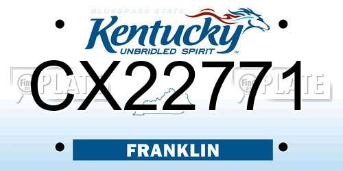 CX22771 Kentucky License Plate
