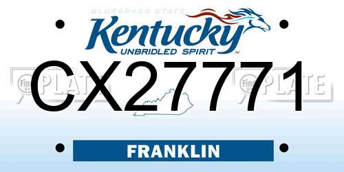 CX27771 Kentucky License Plate
