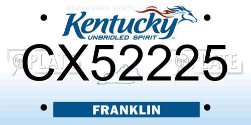 CX52225 Kentucky License Plate