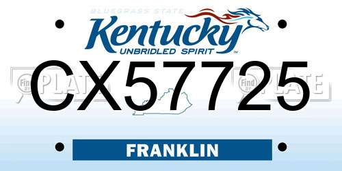 CX57725 Kentucky License Plate