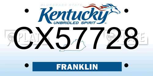 CX57728 Kentucky License Plate