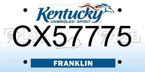 CX57775 Kentucky License Plate