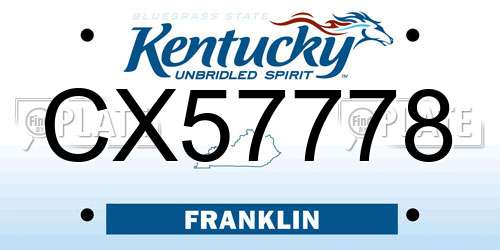 CX57778 Kentucky License Plate