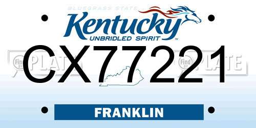 CX77221 Kentucky License Plate