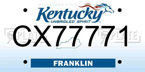 CX77771 Kentucky License Plate