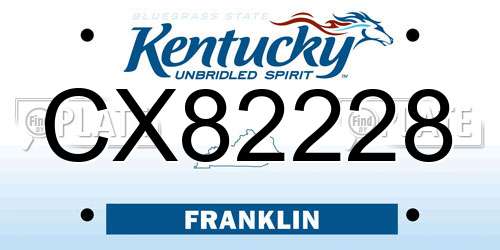 CX82228 Kentucky License Plate