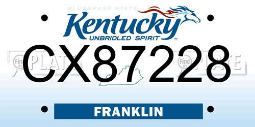CX87228 Kentucky License Plate