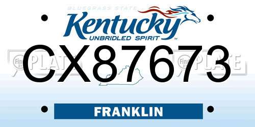 CX87673 Kentucky License Plate
