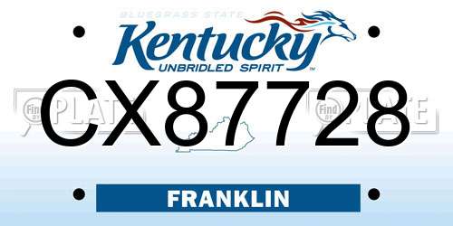 CX87728 Kentucky License Plate