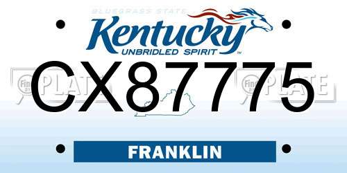 CX87775 Kentucky License Plate