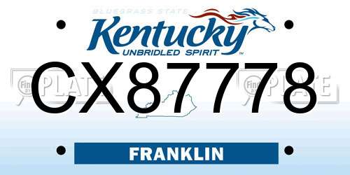 CX87778 Kentucky License Plate