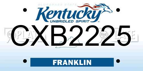 CXB2225 Kentucky License Plate