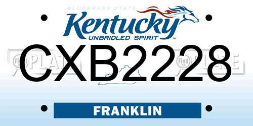 CXB2228 Kentucky License Plate