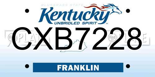 CXB7228 Kentucky License Plate
