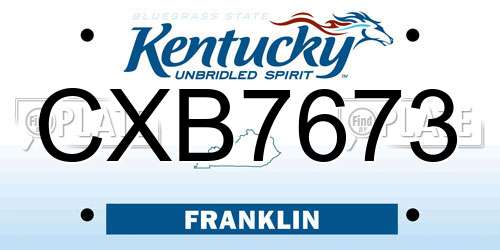 CXB7673 Kentucky License Plate