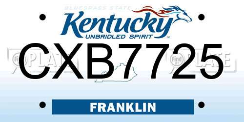 CXB7725 Kentucky License Plate