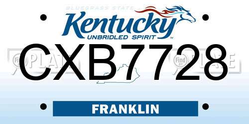 CXB7728 Kentucky License Plate