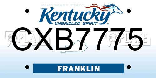CXB7775 Kentucky License Plate