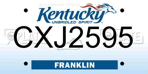 CXJ2595 Kentucky License Plate