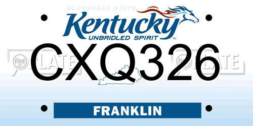 CXQ326 Kentucky License Plate