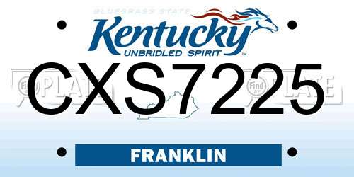 CXS7225 Kentucky License Plate