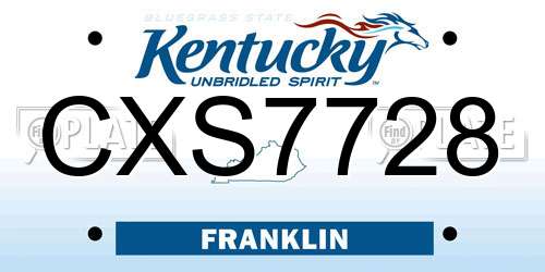 CXS7728 Kentucky License Plate