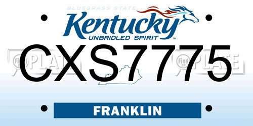 CXS7775 Kentucky License Plate