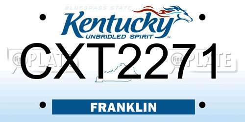 CXT2271 Kentucky License Plate