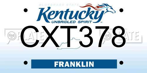 CXT378 Kentucky License Plate