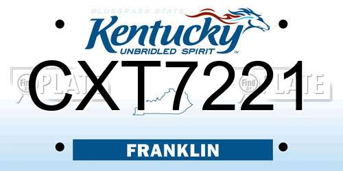CXT7221 Kentucky License Plate
