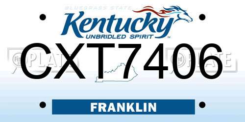 CXT7406 Kentucky License Plate