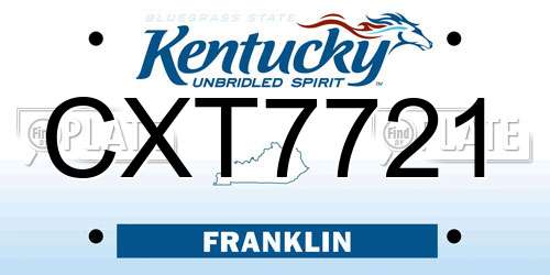 CXT7721 Kentucky License Plate