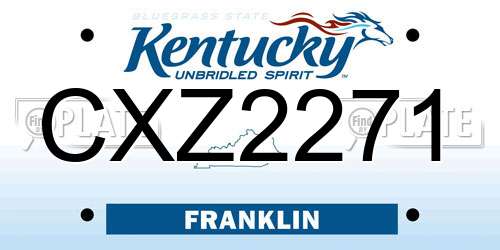 CXZ2271 Kentucky License Plate