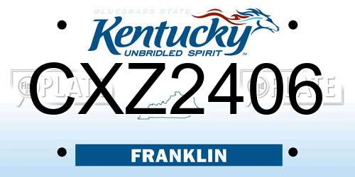 CXZ2406 Kentucky License Plate