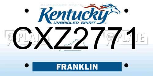 CXZ2771 Kentucky License Plate