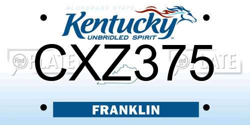 CXZ375 Kentucky License Plate