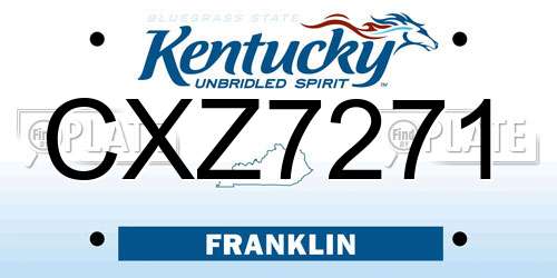 CXZ7271 Kentucky License Plate