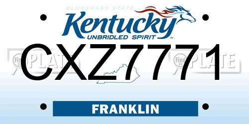 CXZ7771 Kentucky License Plate