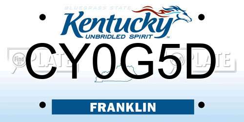 CY0G5D Kentucky License Plate