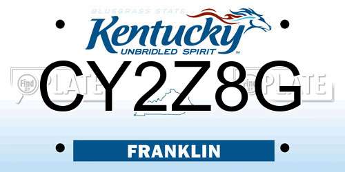 CY2Z8G Kentucky License Plate