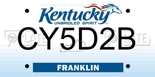 CY5D2B Kentucky License Plate
