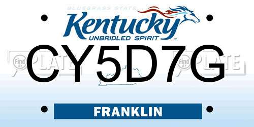 CY5D7G Kentucky License Plate